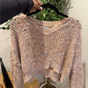Jon & Anna V-Neck Sweater in Cream and Tan